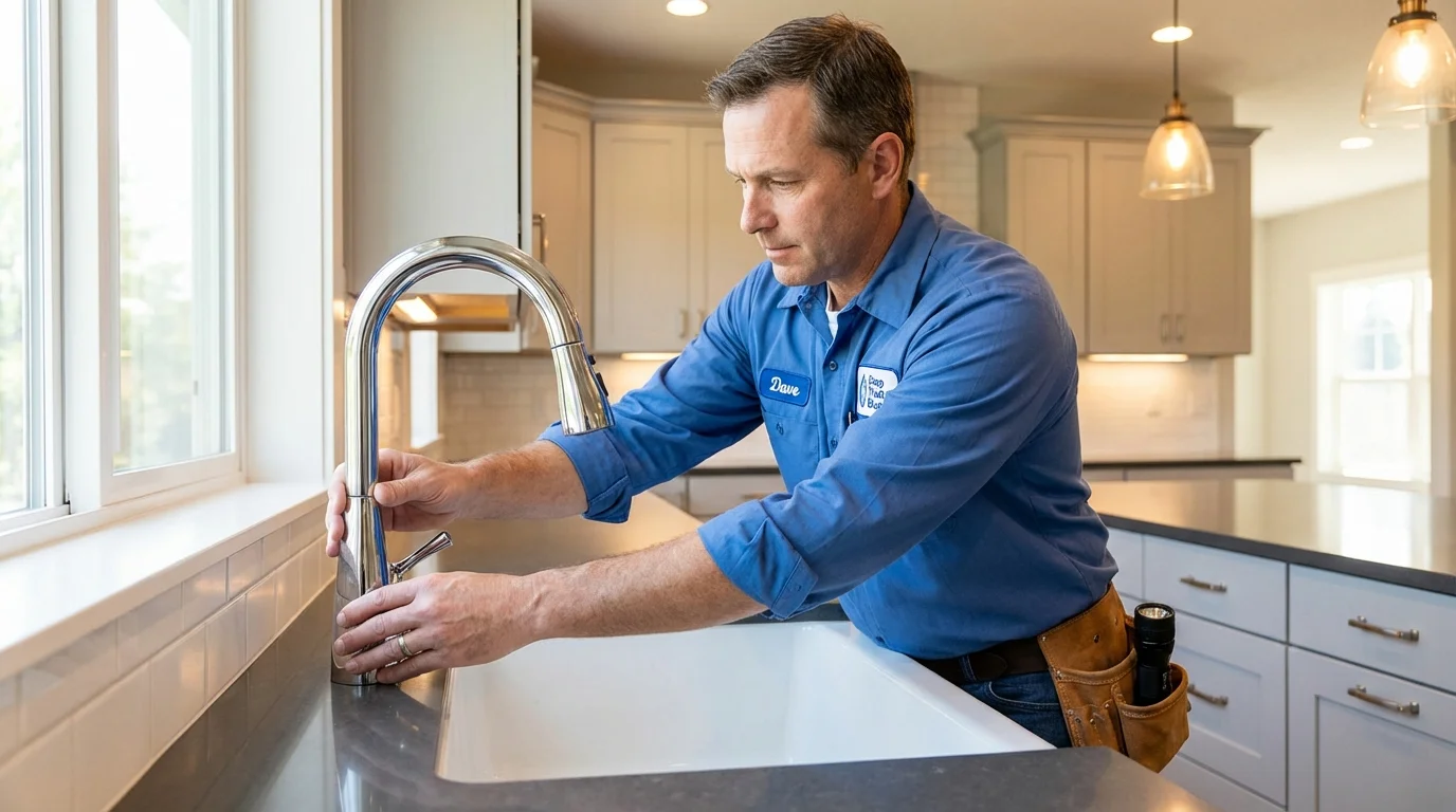 Kitchen faucet installation by Johns Plumbing LLC in Le Claire